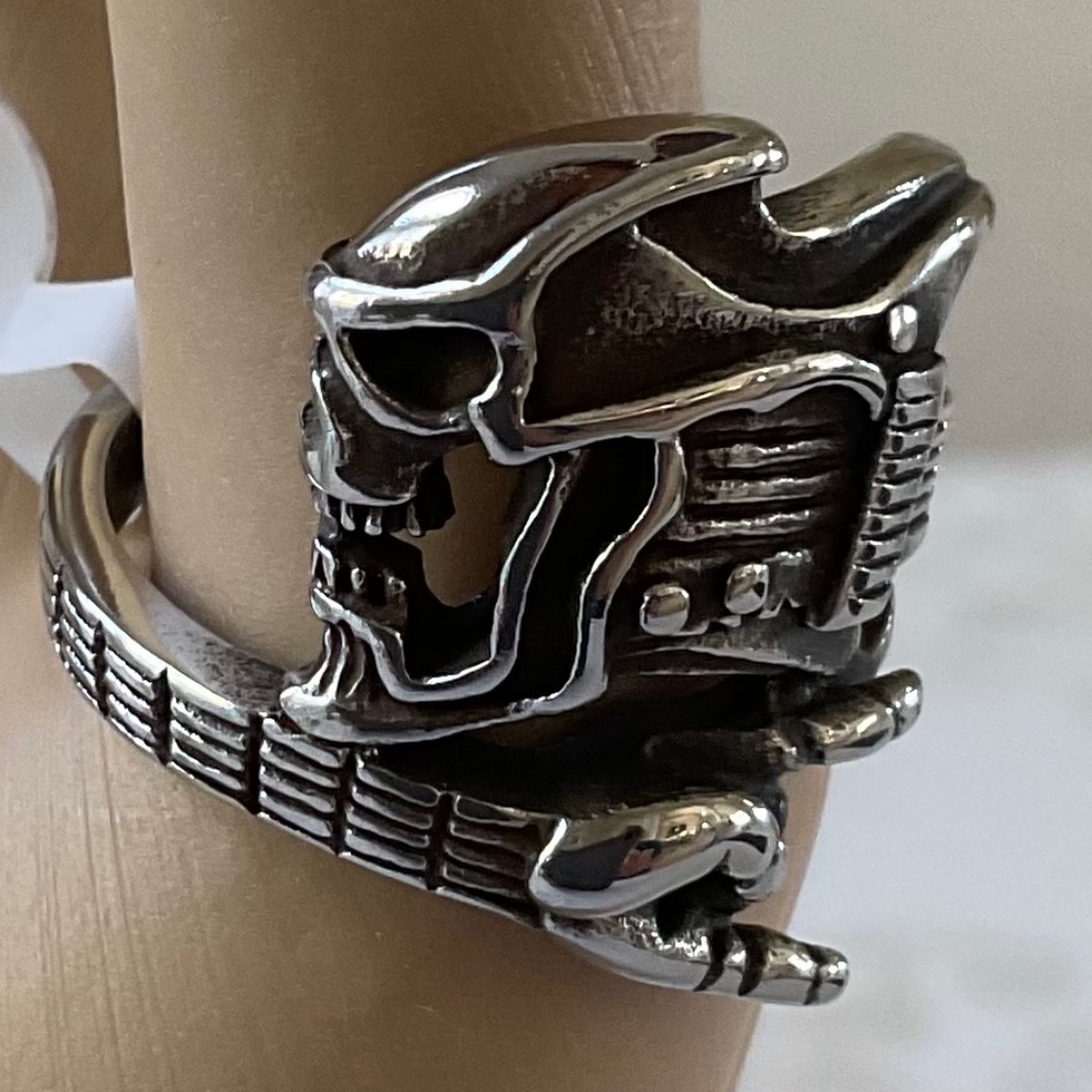Stainless Steel Gothic Style Guitar Skeleton Ring